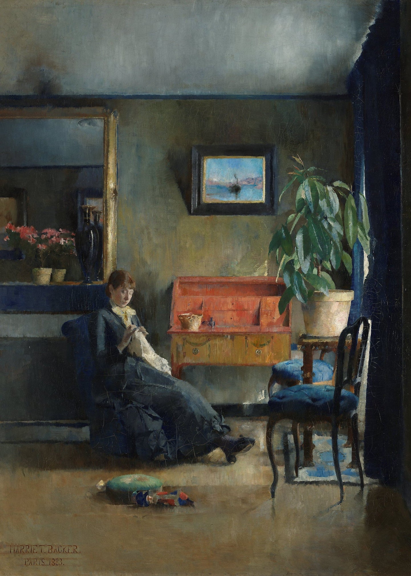 Blått interiør - Harriet Backer