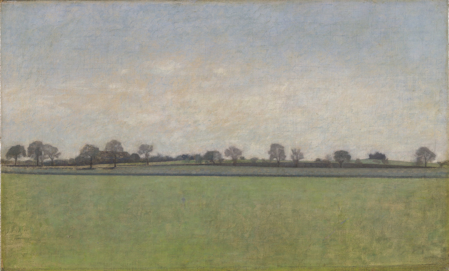 Landschaft, Vorfrühling. Bernstorfvejen vom Hellerupvej aus gesehen