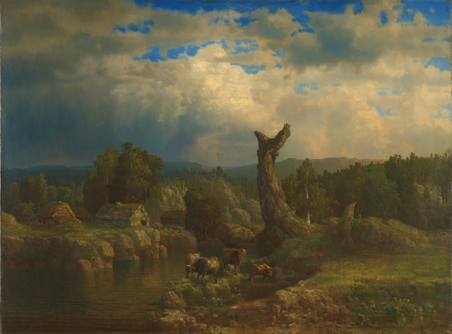 Summer landscape in a thunderstorm
